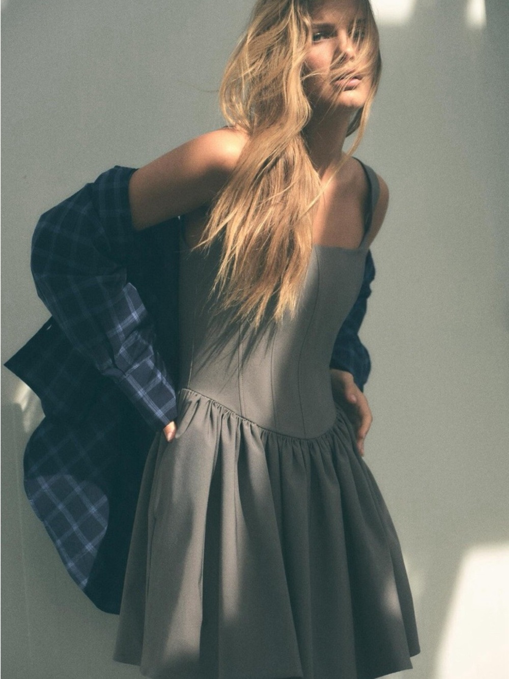 NWT ZARA Gray Corset Mini Dress XS